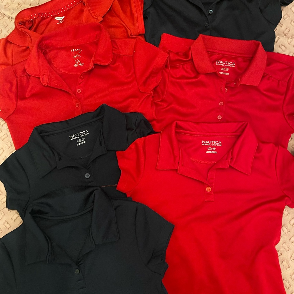 Nautica Kids Polo Shirts - Bold Red and Navy